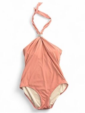 MICHAEL Michael Kors Coral Halter One-Piece Swimsuit